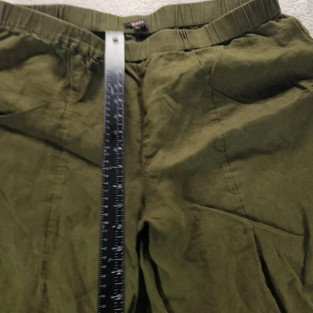 Quince Pants Womens XL Green Linen Cropped Tapered Pull On Elastic Waist Casual